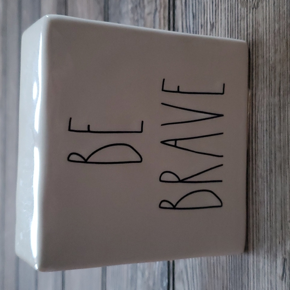Rae Dunn Less is More and Be Brave Double Sided Paperweights - Set of 2